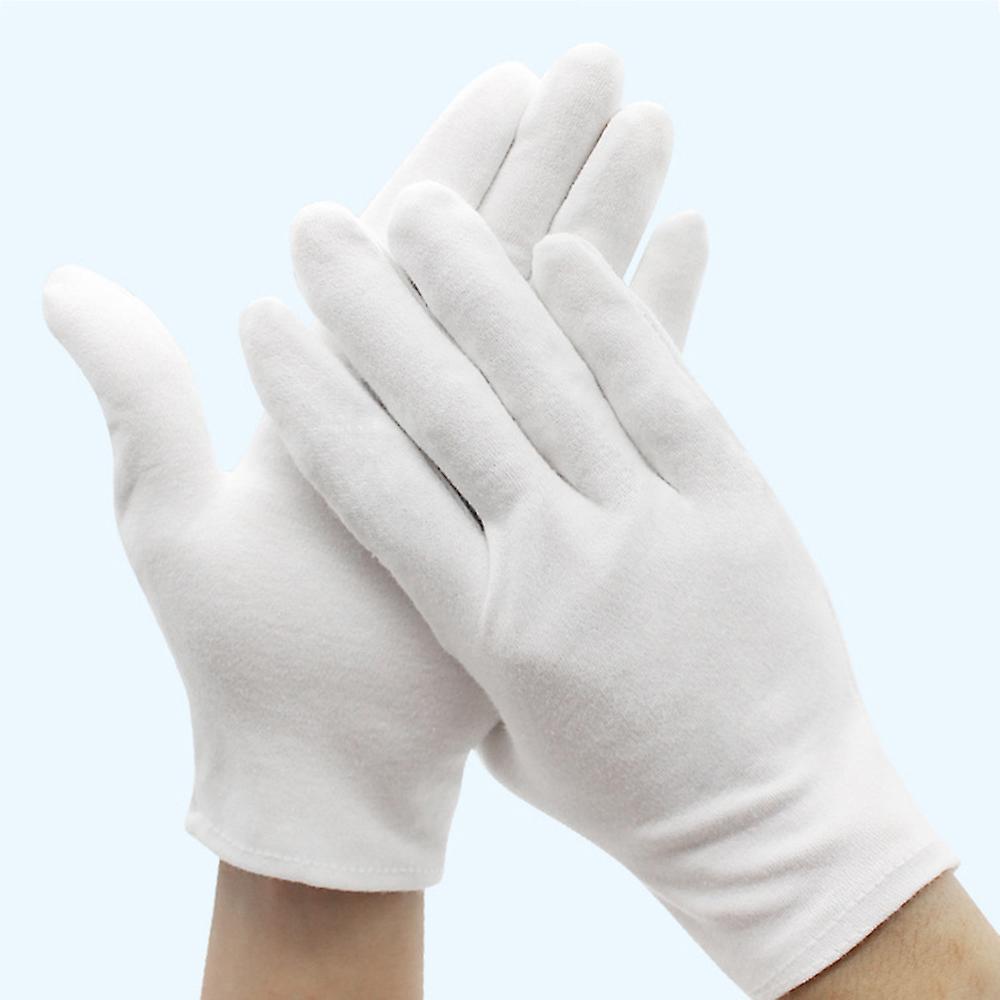 12 Pair Of Gloves White Cotton Large