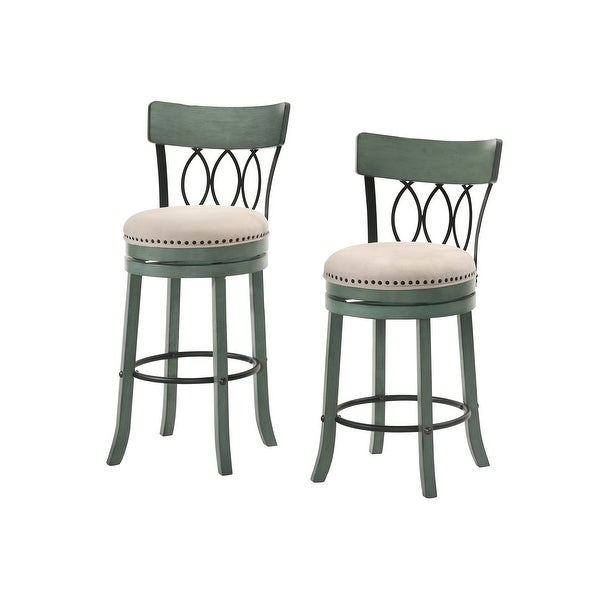 Furniture of America Wynn Wood and Fabric Swivel Bar Chair (Set of 2)