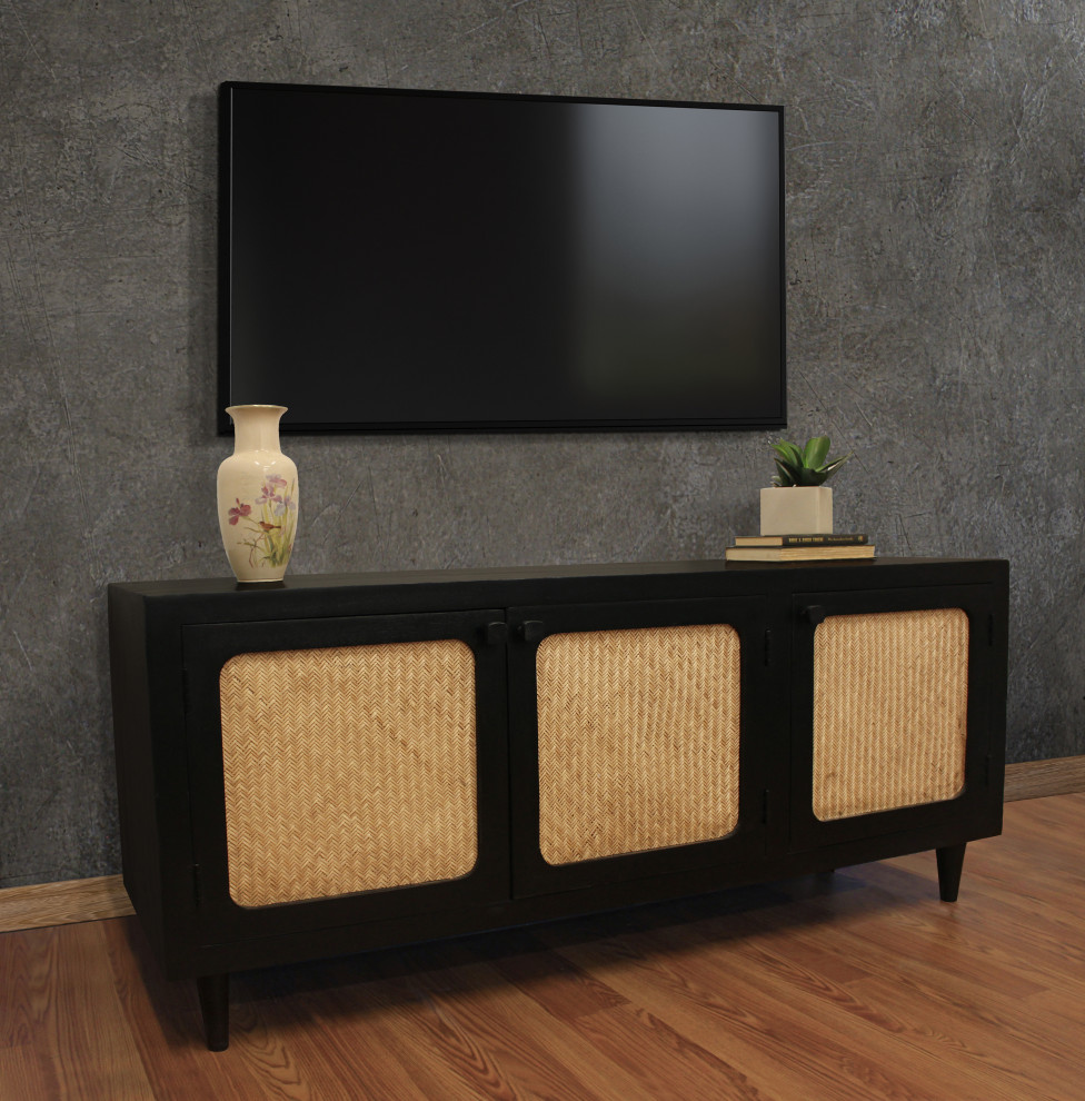 Navice 3 Door Plasma Stand   Midcentury   Entertainment Centers And Tv Stands   by Moti  Houzz