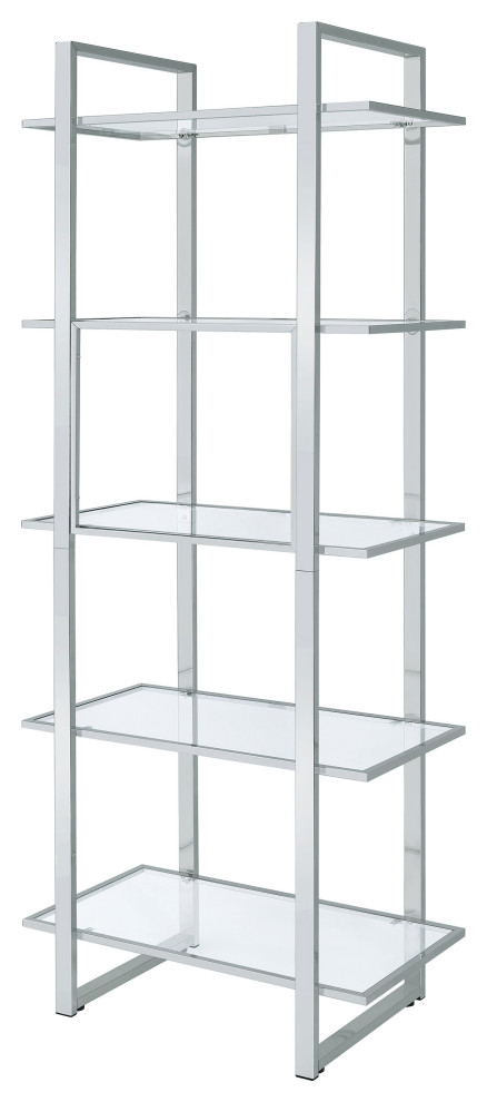 Hartford Glass Shelf Bookcase Chrome   Modern   Bookcases   by Modon  Houzz