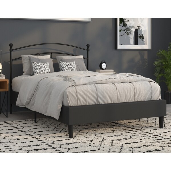 Pulman Classic Queen Size Black Metal Headboard - - 37060176