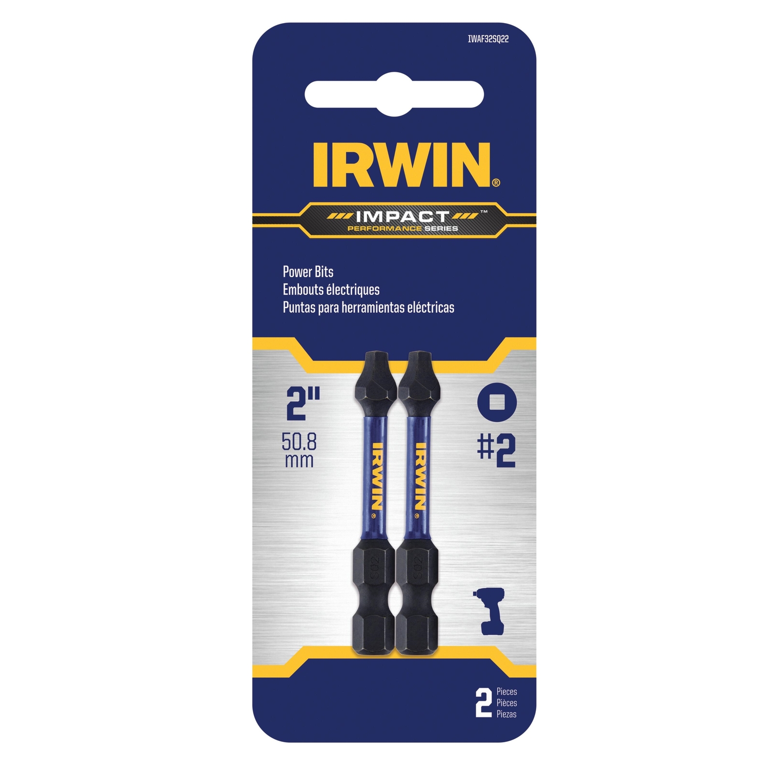 Irwin Impact Performance Series Square #2 X 2 in. L Power Bit Steel 2 pc