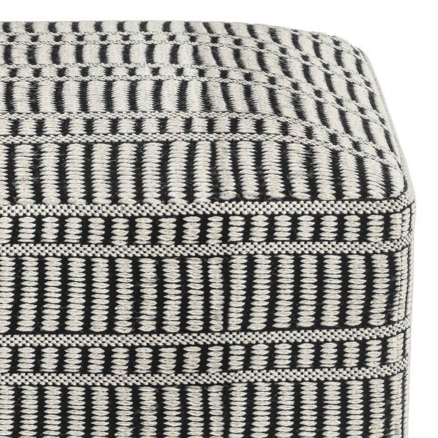 Wonda Square Woven Pet Polyester Pouf Black white Wyndenhall