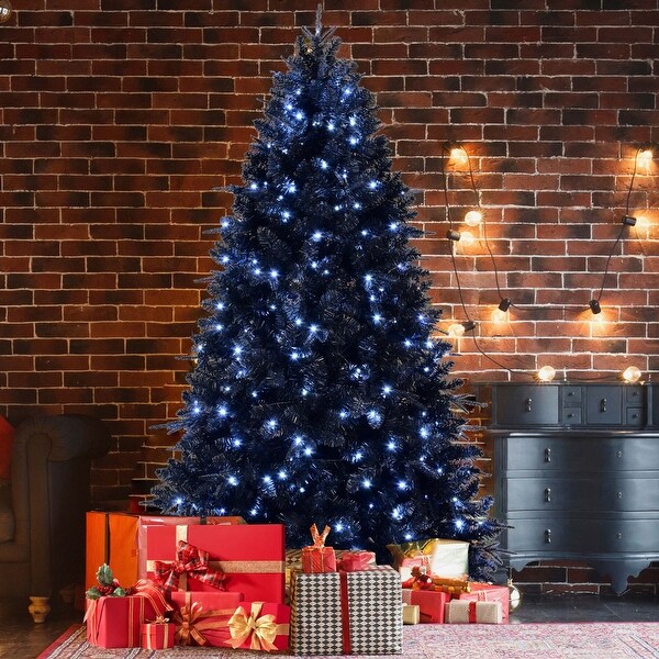 7.5ft PreLit Black Full Halloween Xmas Artificial Christmas Tree