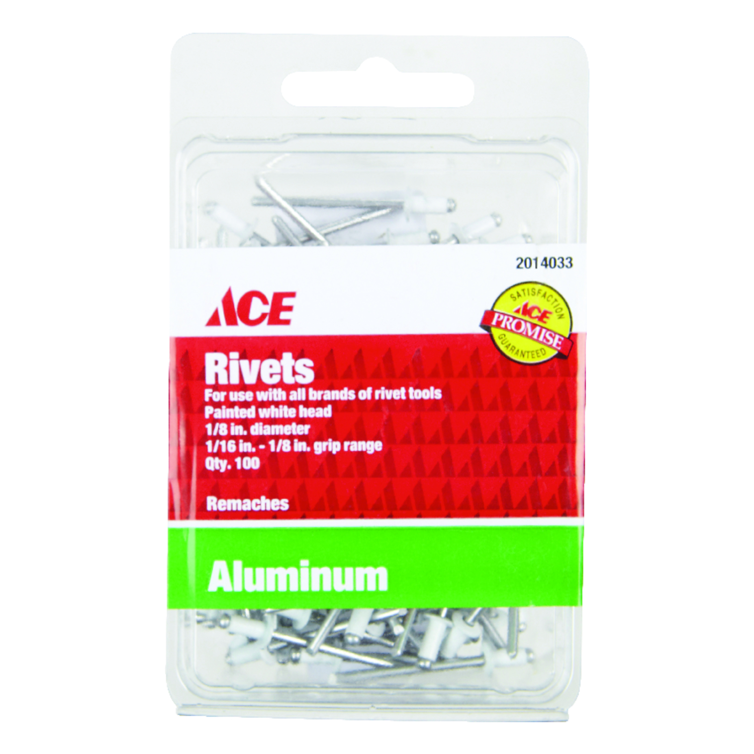 Ace 1/8 in. D X 1/8 in. Aluminum Blind Rivets White 100 pk