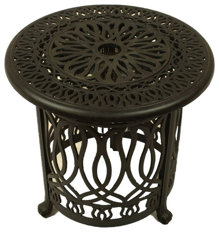 Shield Outdoor Comfort Care Signature Metal Patio Accent Table with Ice Bucket   Traditional   Outdoor Side Tables   by Homesquare  Houzz