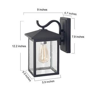 LNC Matte Black Outdoor Sconce for Entryway Porch Patio Gazebo Pergola 1-Light Rust-Proof Wall Light with Seedy Glass Shade A03274