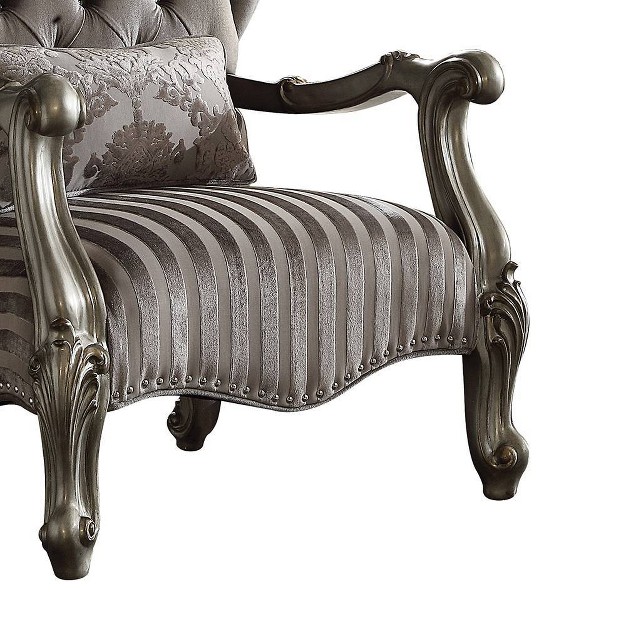 Versailles Chair With 1 Pillow Velvet antique Platinum Finish Acme Furniture