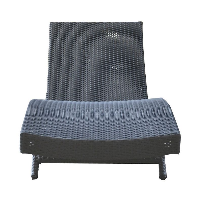 49 Inches Aluminum Frame Wicker Woven Lounge Chair， Black