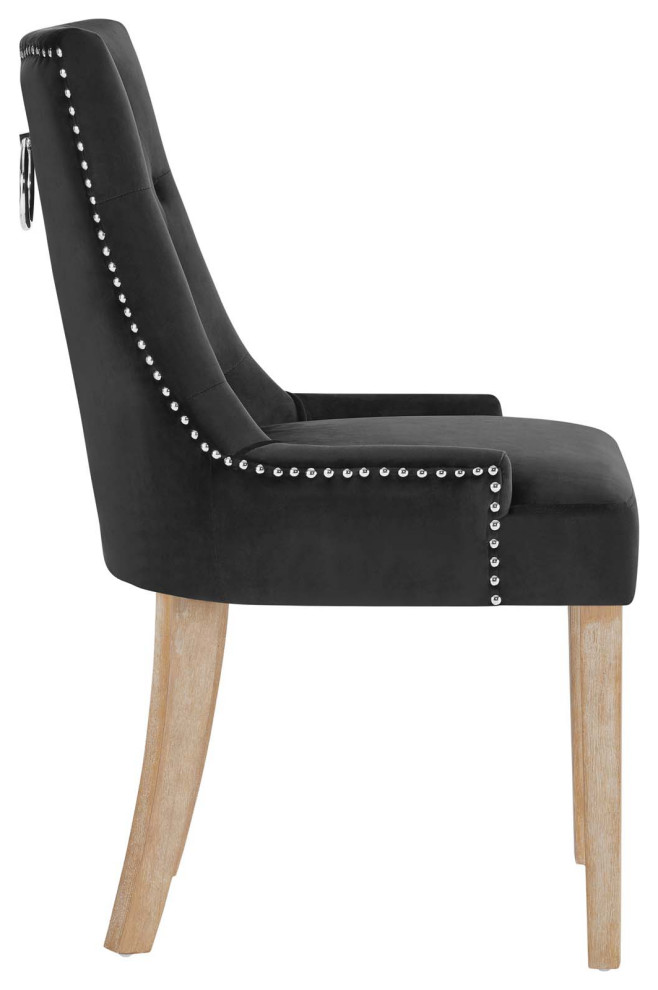 Pose Dining Chair Performance Velvet Set of 4 EEI 3505 BLK   Farmhouse   Dining Chairs   by Kolibri Decor  Houzz