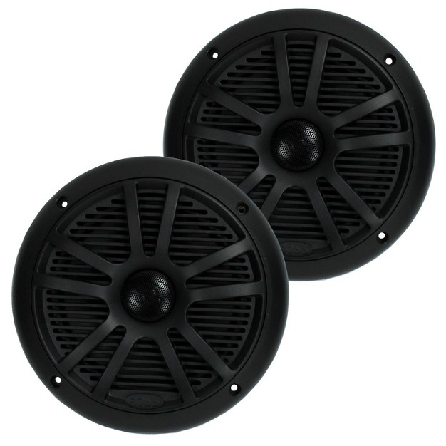 180w Dual Cone Marine Full Range Speakers Black 1 Pair