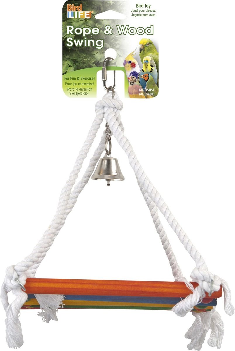 Penn-Plax Bird Life Rope and Wood Swing Bird Toy