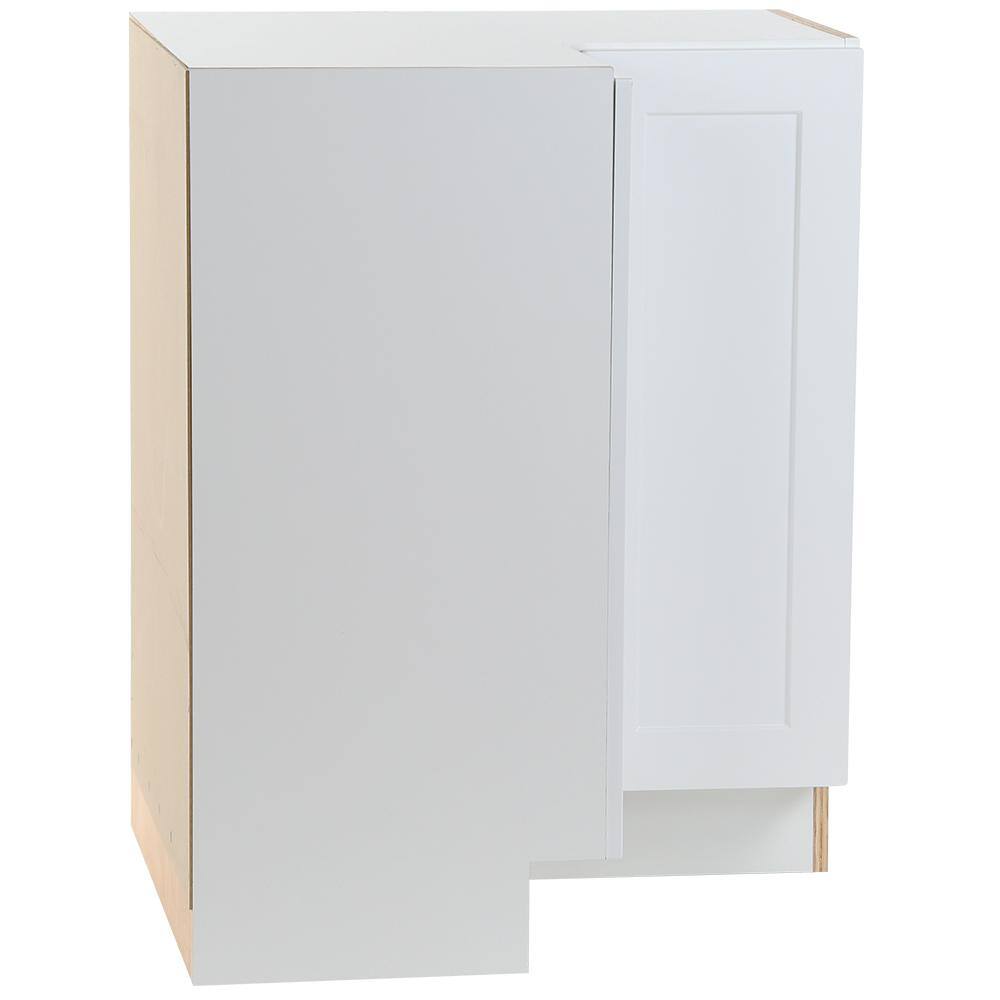 Hampton Bay Cambridge White Shaker Assembled Lazy Susan Corner Base Cabinet with 2 Soft Close Doors (28 in. W x 28 in. D x 35 in. H) CM2835C-WH