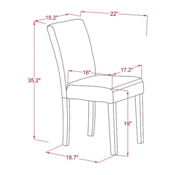 East West Furniture Abbott Parson Chair with Mahogany Leg and Pu Leather Color Firebrick Red - Set of 2 - - ABP3T72