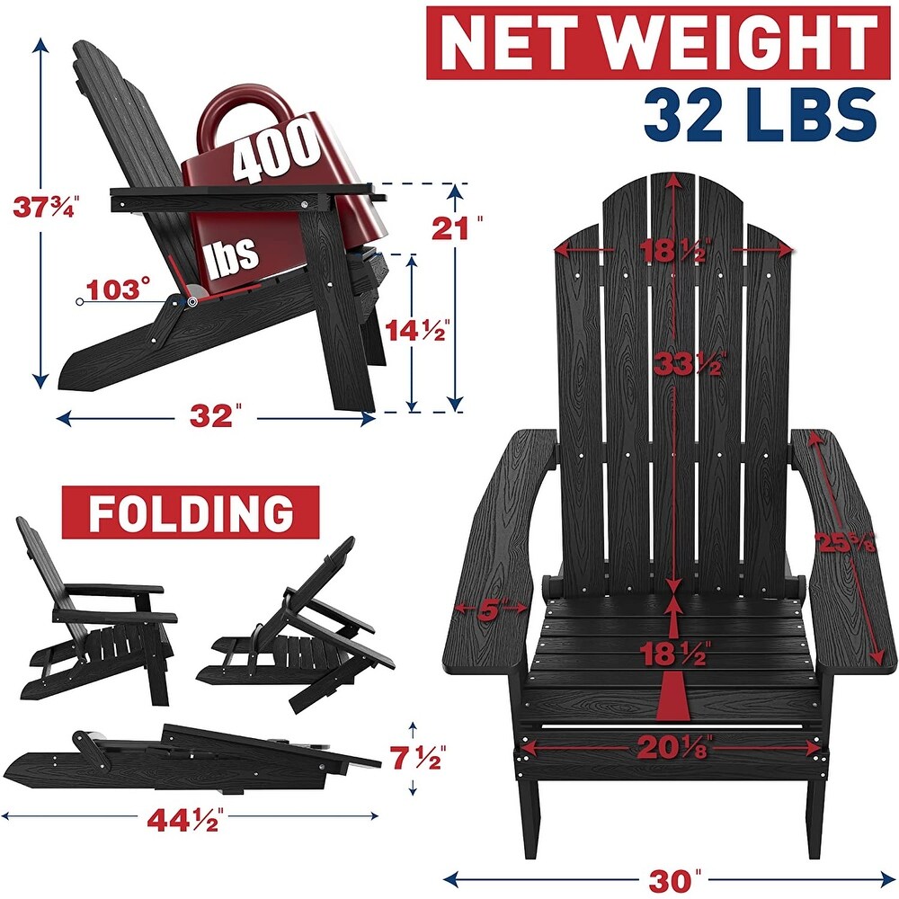 WINSOON  Weather HIPS Outdoor Folding Adirondack Chair Outdoor Garden Patio Chair