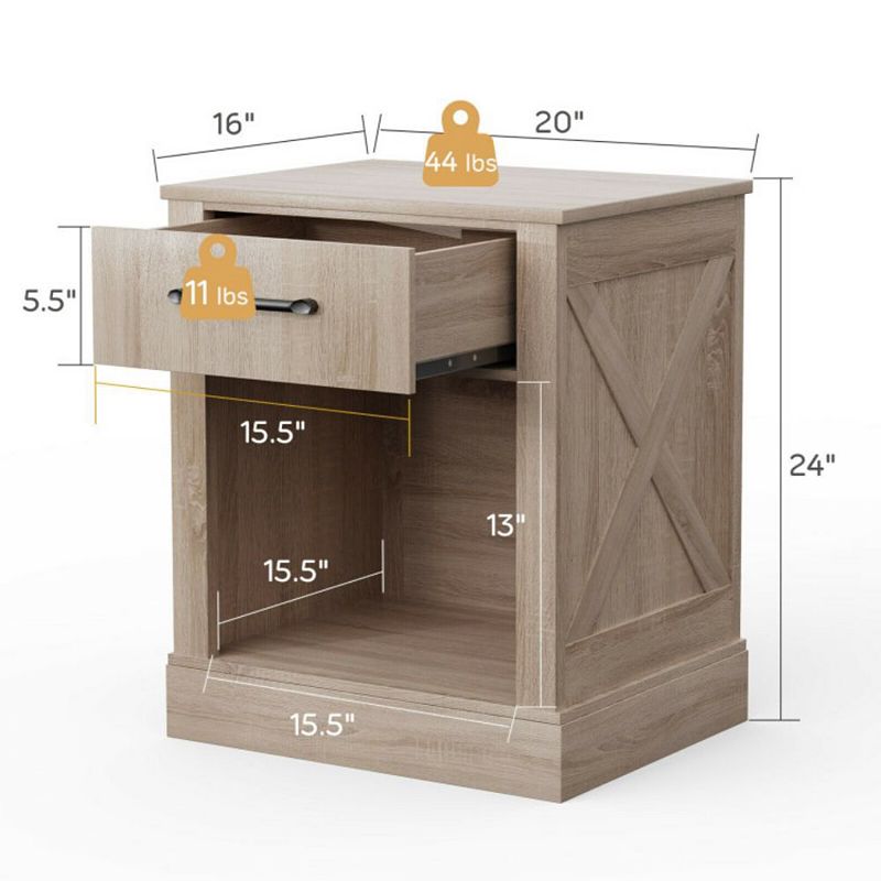 Hivago Compact Nightstand with Drawer and Shelf