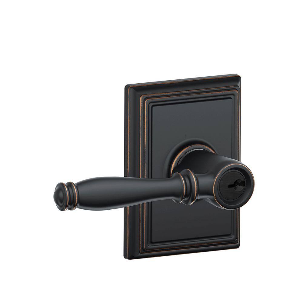 Schlage Birmingham Aged Bronze Keyed Entry Door Handle with Addison Trim F51A BIR 716 ADD