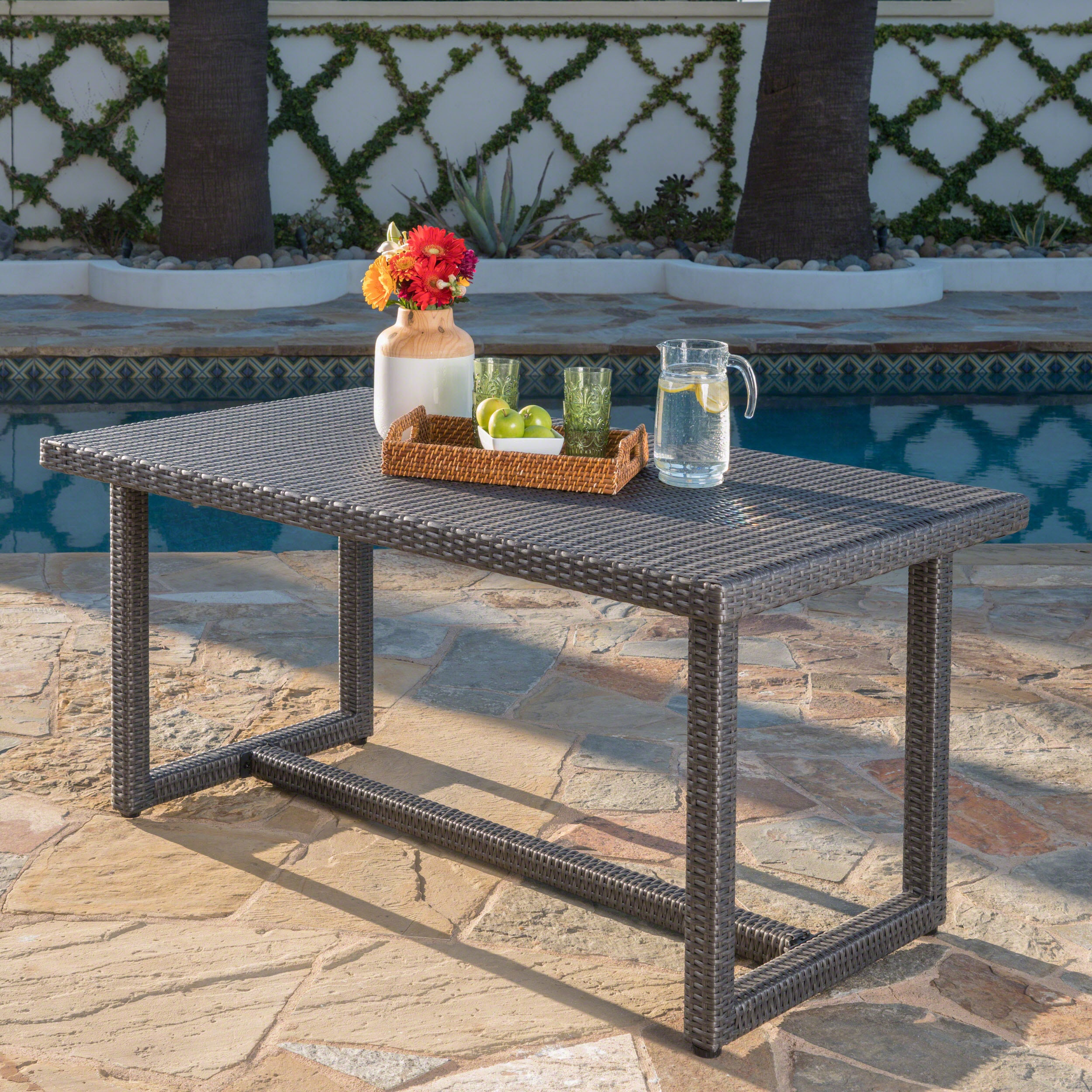 Malibu Outdoor 59 Inch Wicker Dining Table