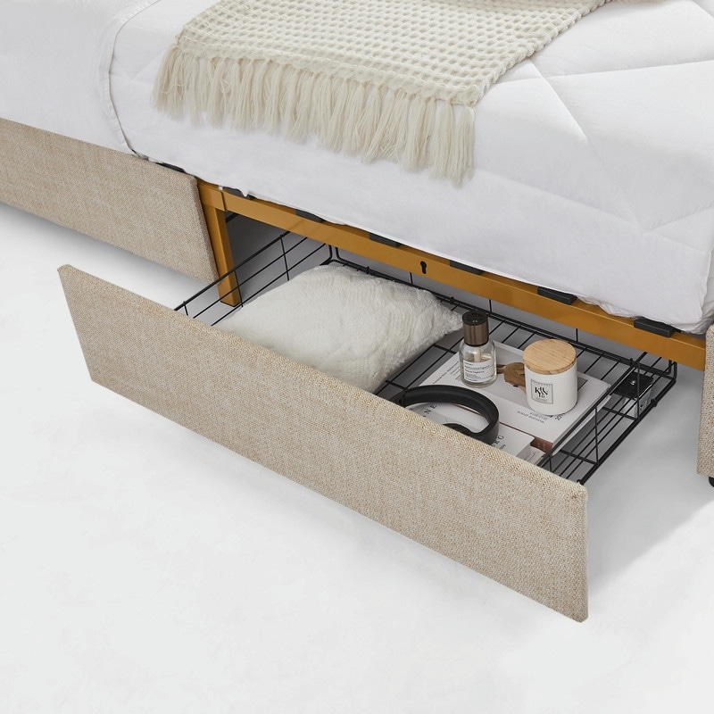 King Size Storage Bed with Classic Design and Four Drawers