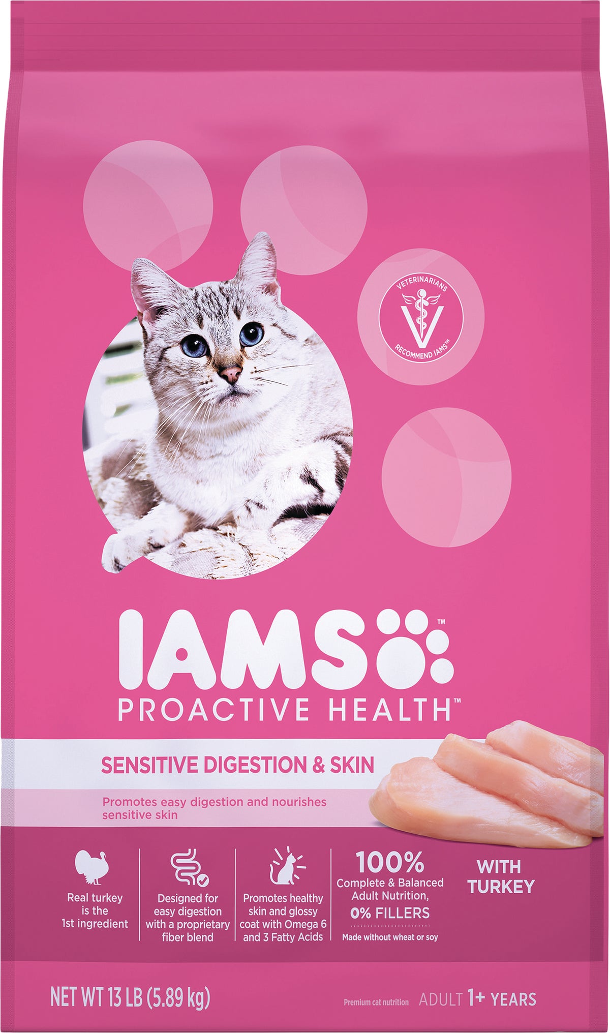 Iams Proactive Health Sensitive Digestionamp Skin Formula Dry Cat Food 13 Lb.