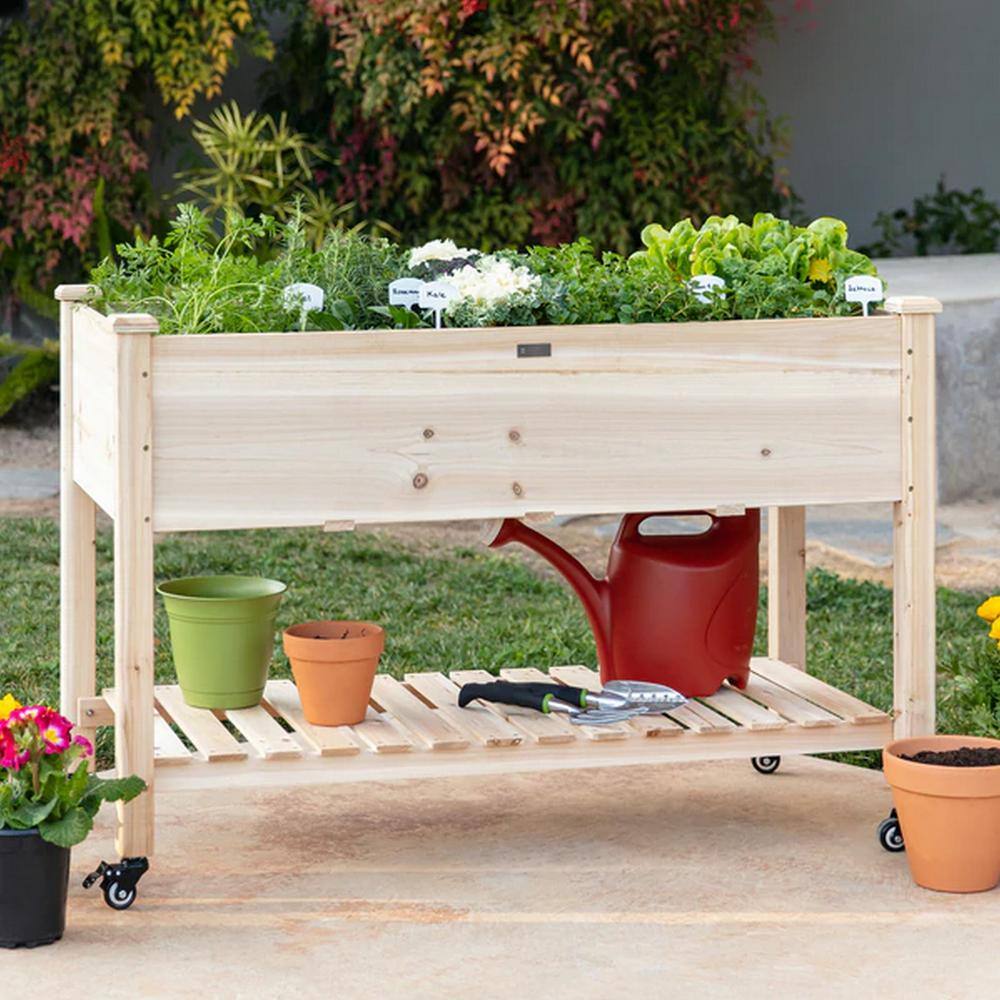 Ejoy 48 in. x 20 in. x 30 in. Wooden Elevated Planter Bed PlanterCarriage_48x30x20