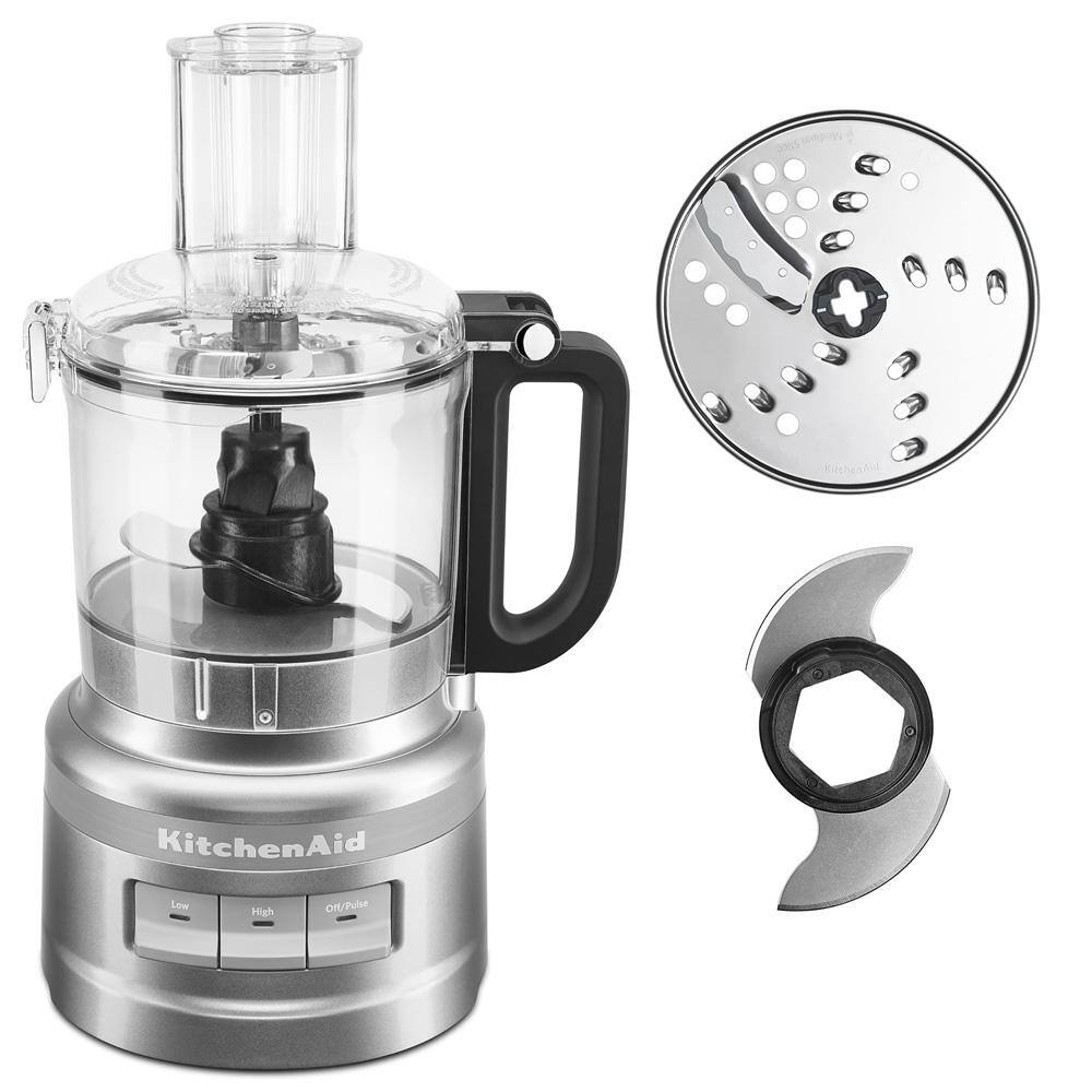 KitchenAid 7-Cup 3-Speed Contour Silver Food Processor with Locking Lid KFP0718CU