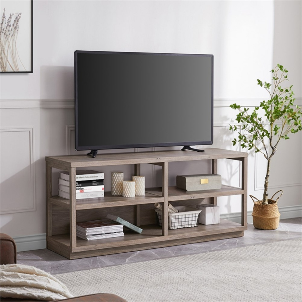 Pemberly Row Traditional 55 quotTV Stand in Gray Wash (TVs up to 60 quot)   Transitional   Entertainment Centers And Tv Stands   by Homesquare  Houzz