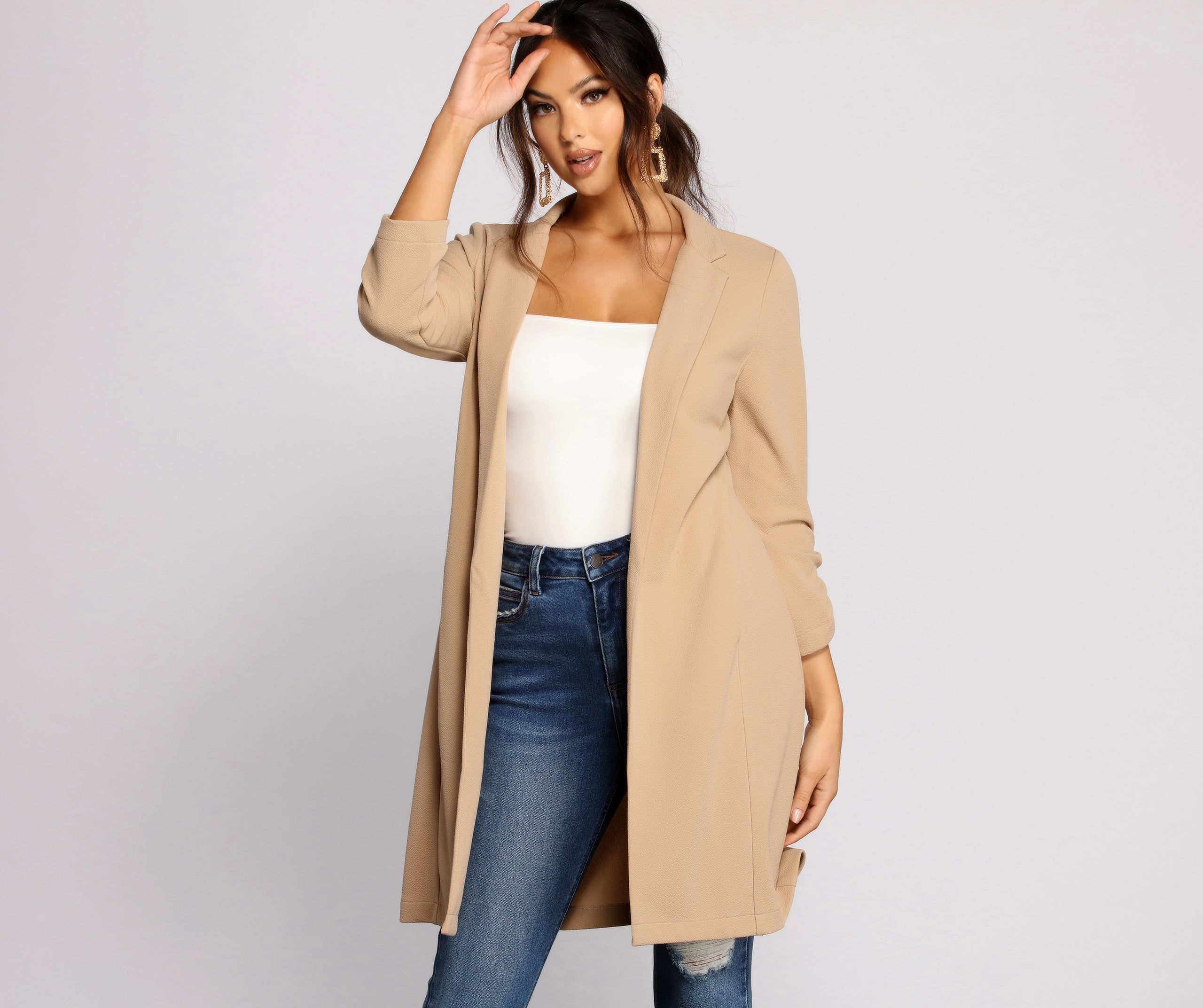 Stylish Sophistication Crepe Trench Coat