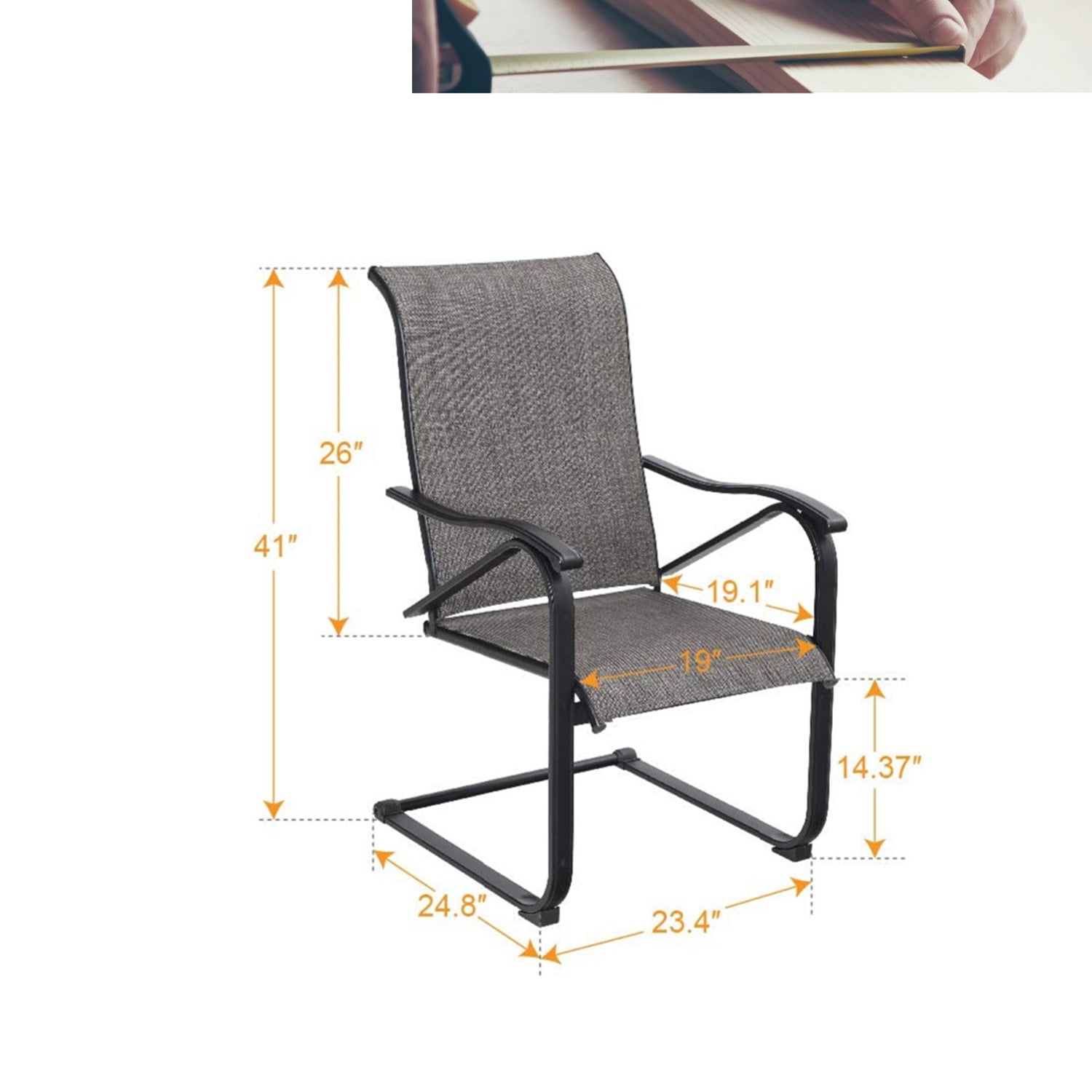 Sophia & William 2-Piece Patio Dining Chairs Metal Frame with E-coating - Gray