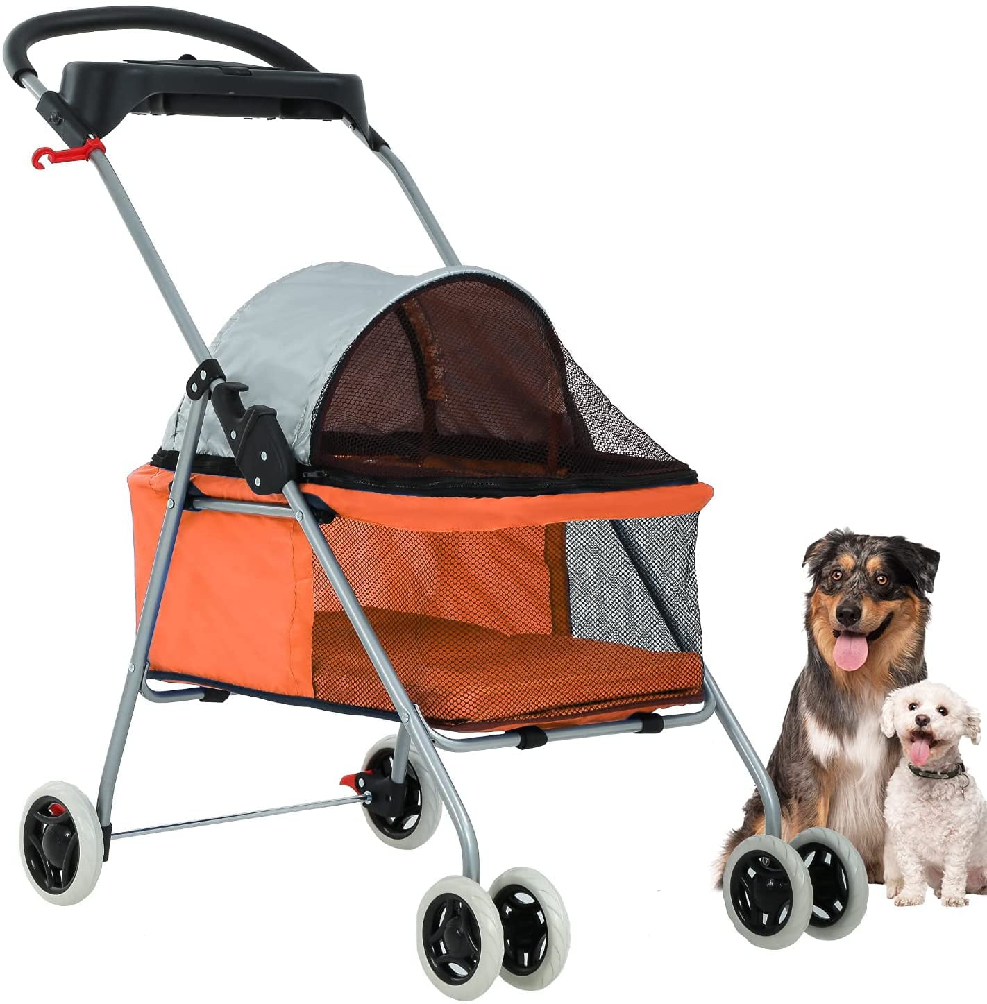 bestpet orange posh pet stroller dogs cats w/cup holder