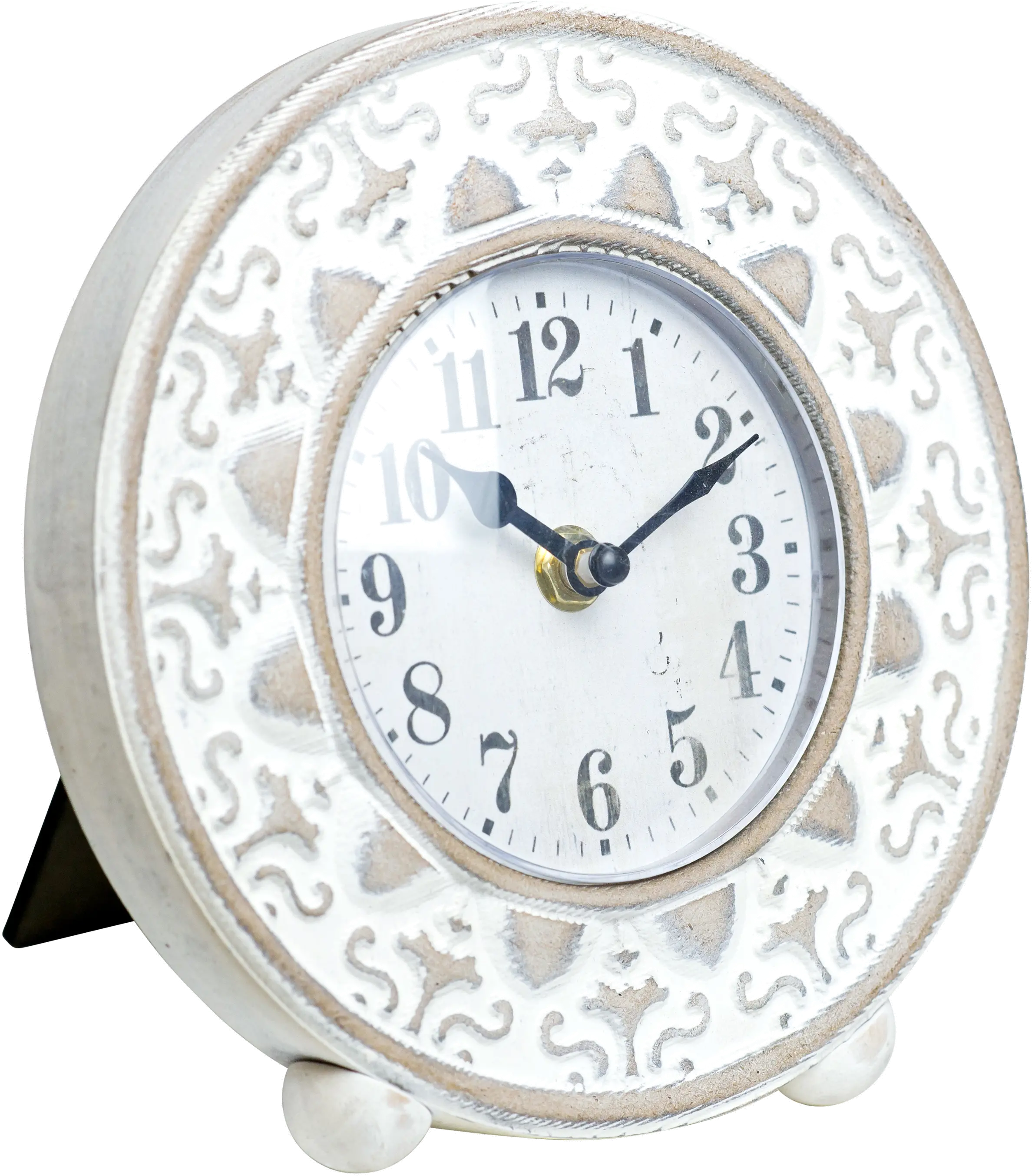 White Wash Wooden Tabletop Clock