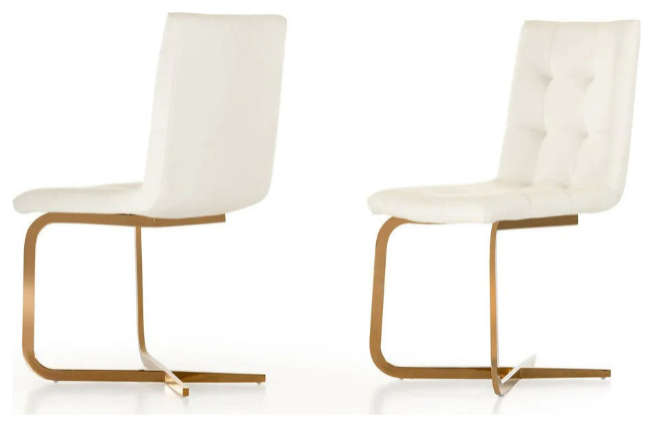 Nellie Modern White and Rosegold Dining Chair  Set of 2   Contemporary   Dining Chairs   by V.S.D Furniture  Houzz