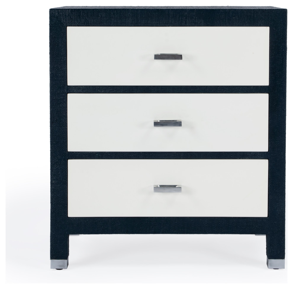 Keros 3 Drawer Navy Raffia Chest (5610350)   Contemporary   Accent Chests And Cabinets   by Butler Specialty Company  Houzz