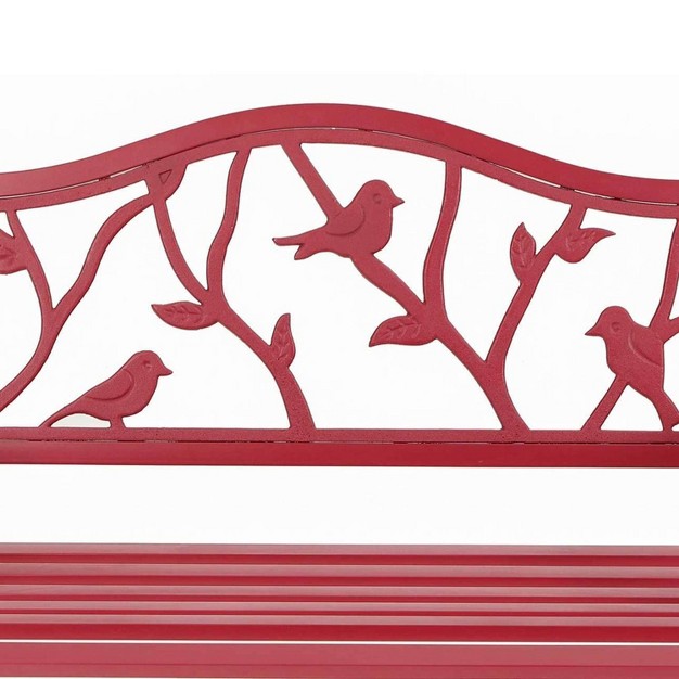 Metal Patio Bench With Steel Frame Red Captiva Designs