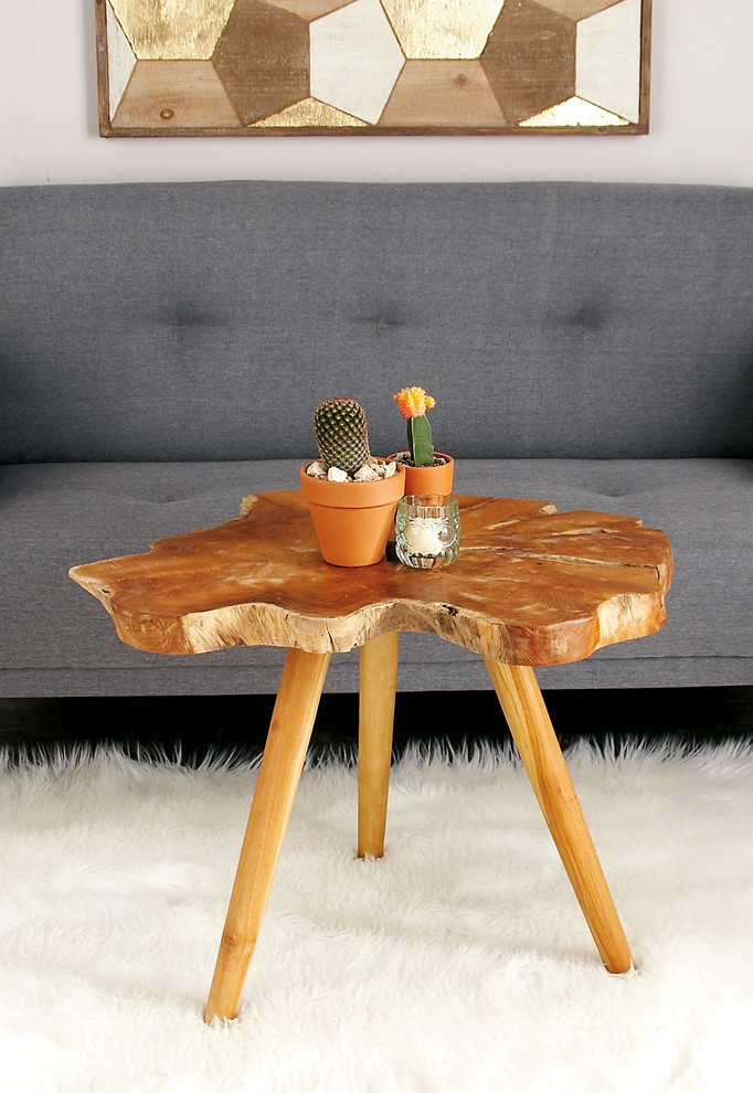 Rustic Brown Teak Wood Accent Table 38420   Rustic   Side Tables And End Tables   by Brimfield  ampMay  Houzz