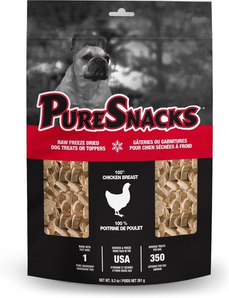 PureSnacks Chicken Breast Super Value Size Freeze-Dried Dog Treats， 9.2-oz bag