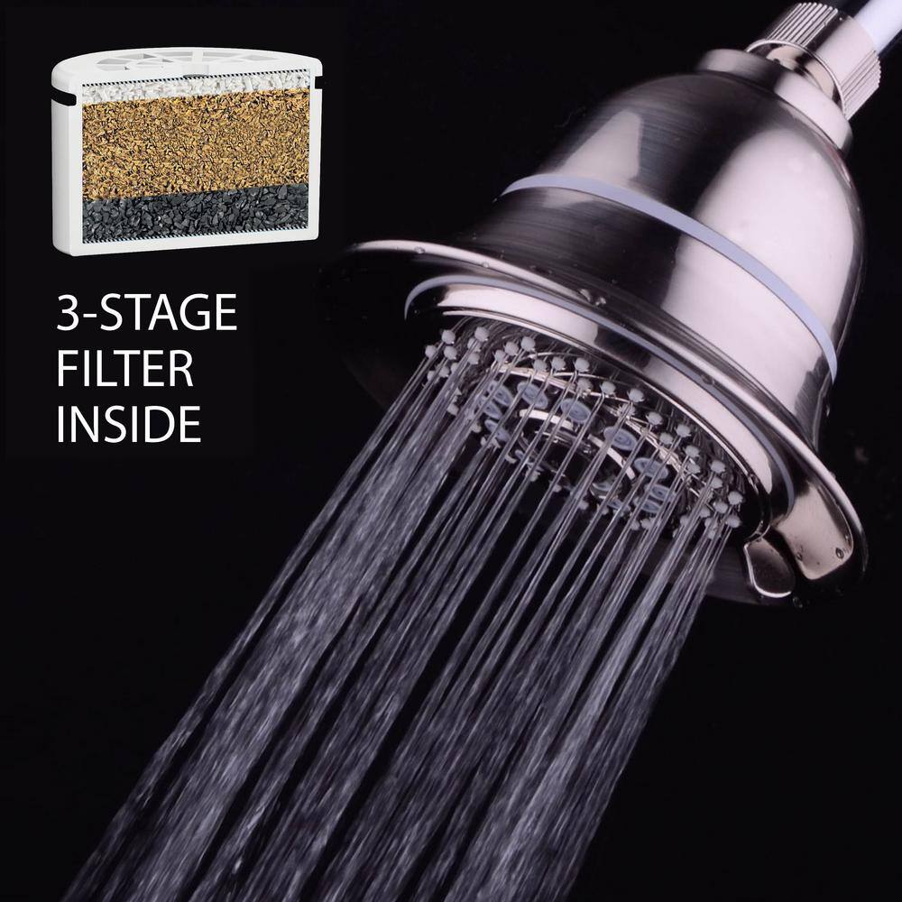 Hotel Spa 6-Spray 5 in. Single Wall Mount Fixed Rain Shower Head in Brushed Nickel 21152