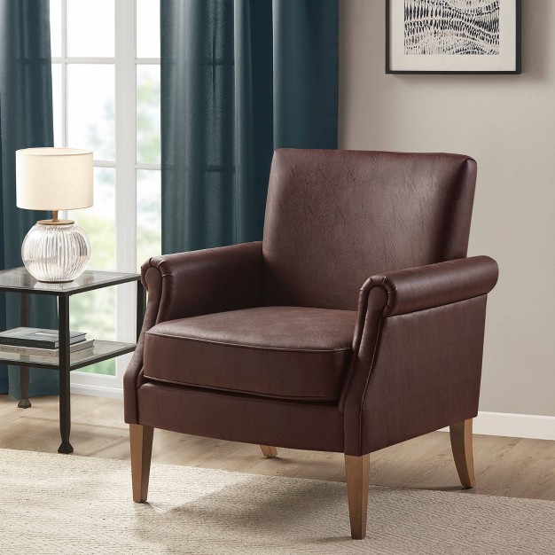 Bernay Faux Leather Accent Arm Chair Brown Madison Park