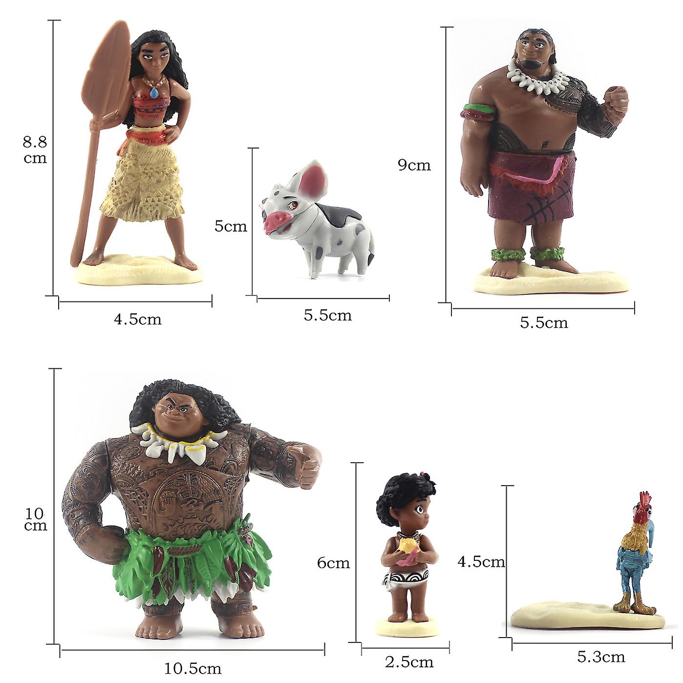 6pcs Princess Moana Mini Figures Set Toy， Moana Doll With Maui Demigod Doll Gift Set For Girls Ages 3 And Up