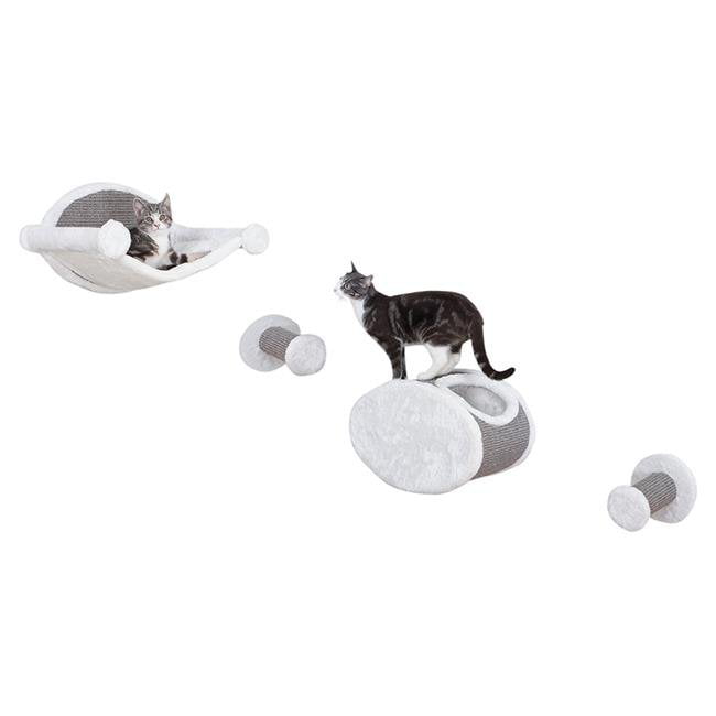 Fly Free Zone， Wall Mounted Cat Perch Set， Gray