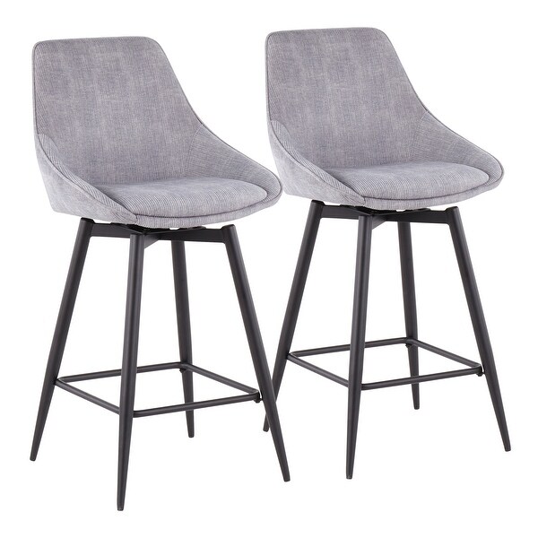 Carson Carrington Alba Counter Stool with Black Metal Base and Square Footrest (Set of 2)