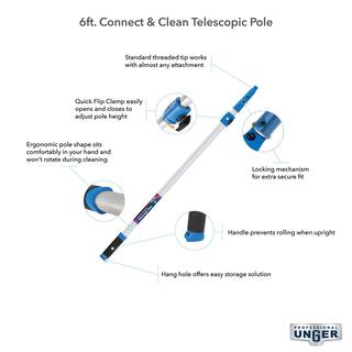 Unger 6 ft. Aluminum Telescoping Pole with Connect and Clean Locking Cone and Quick-Flip Clamps 972920