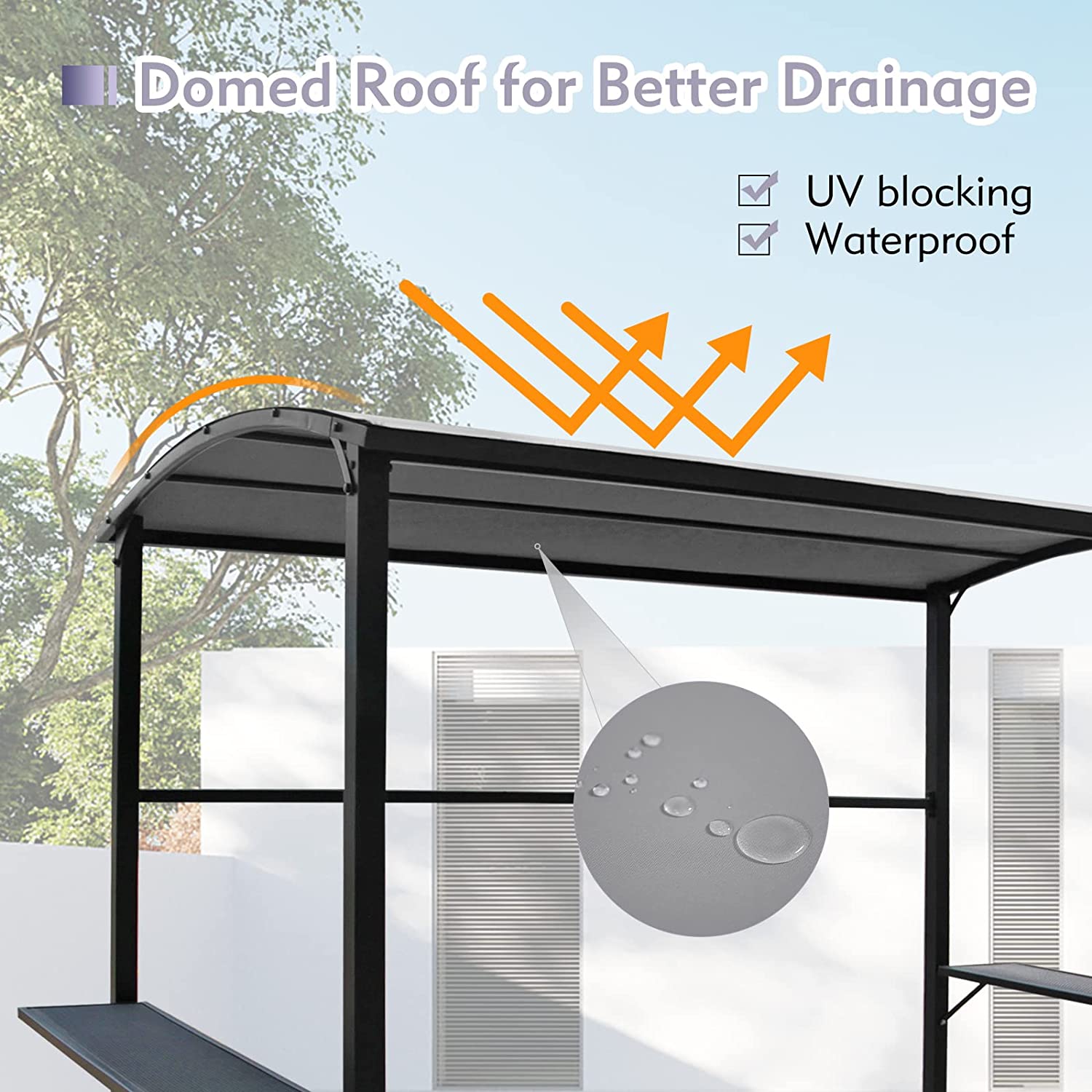 Grill Gazebo 8FT x 4.6FT Outdoor Gazebo Patio Gazebo Canopy Grill BBQ, Gray