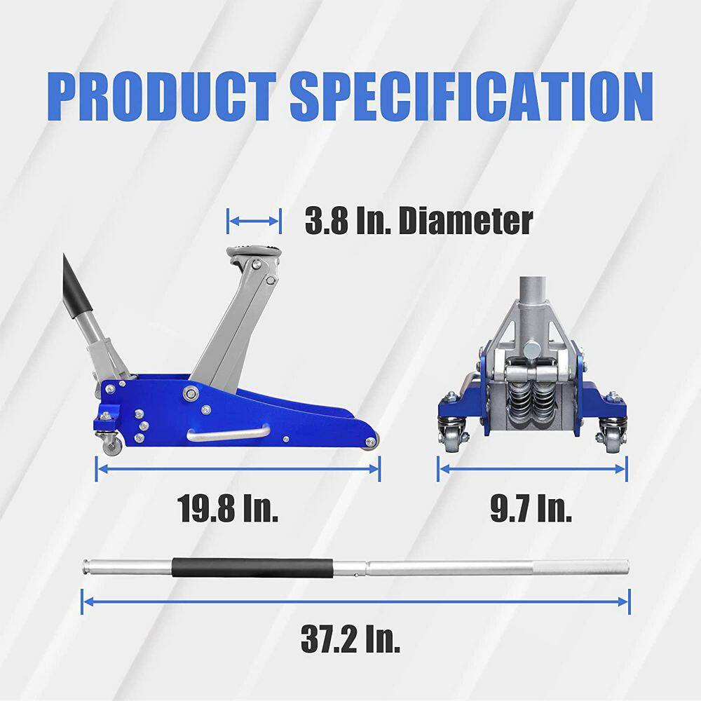 Big Red 1.5-Ton Low-Profile Aluminum and Steel Floor Jack with Dual Piston Speedy Lift T815016L