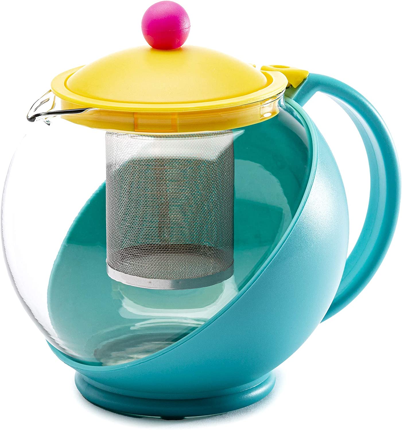 Primula Half Moon Teapot Set with 4 Tea Cups, Removable Stainless Steel Filter and Infuser, Glass Tea Maker, Filter, Dishwasher Safe, 40-Ounce, Tea Gift Set, Tea Set for Service of 4 Adults