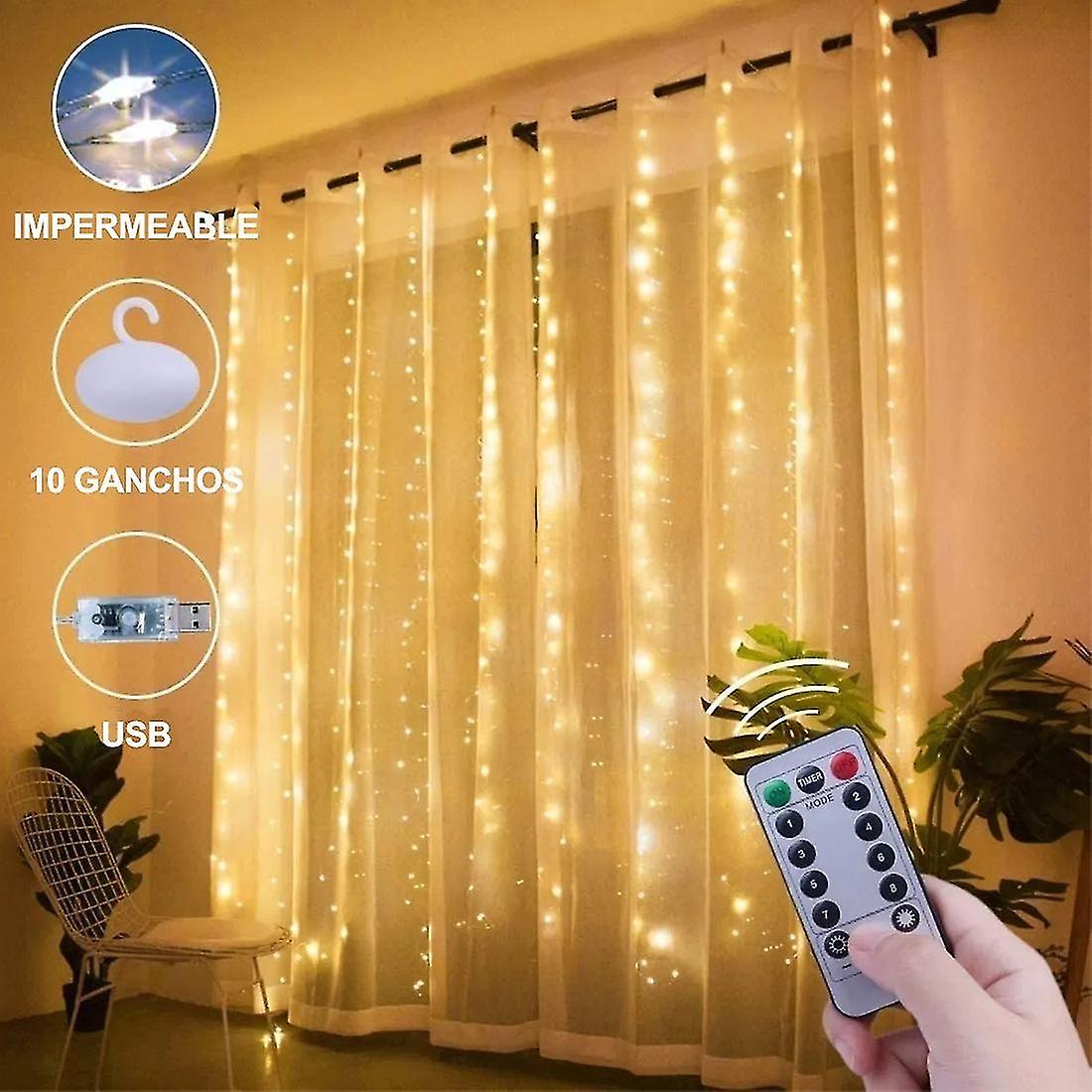 Curtain Lights 300 Led Wedding Party Christmas Usb 3x3m