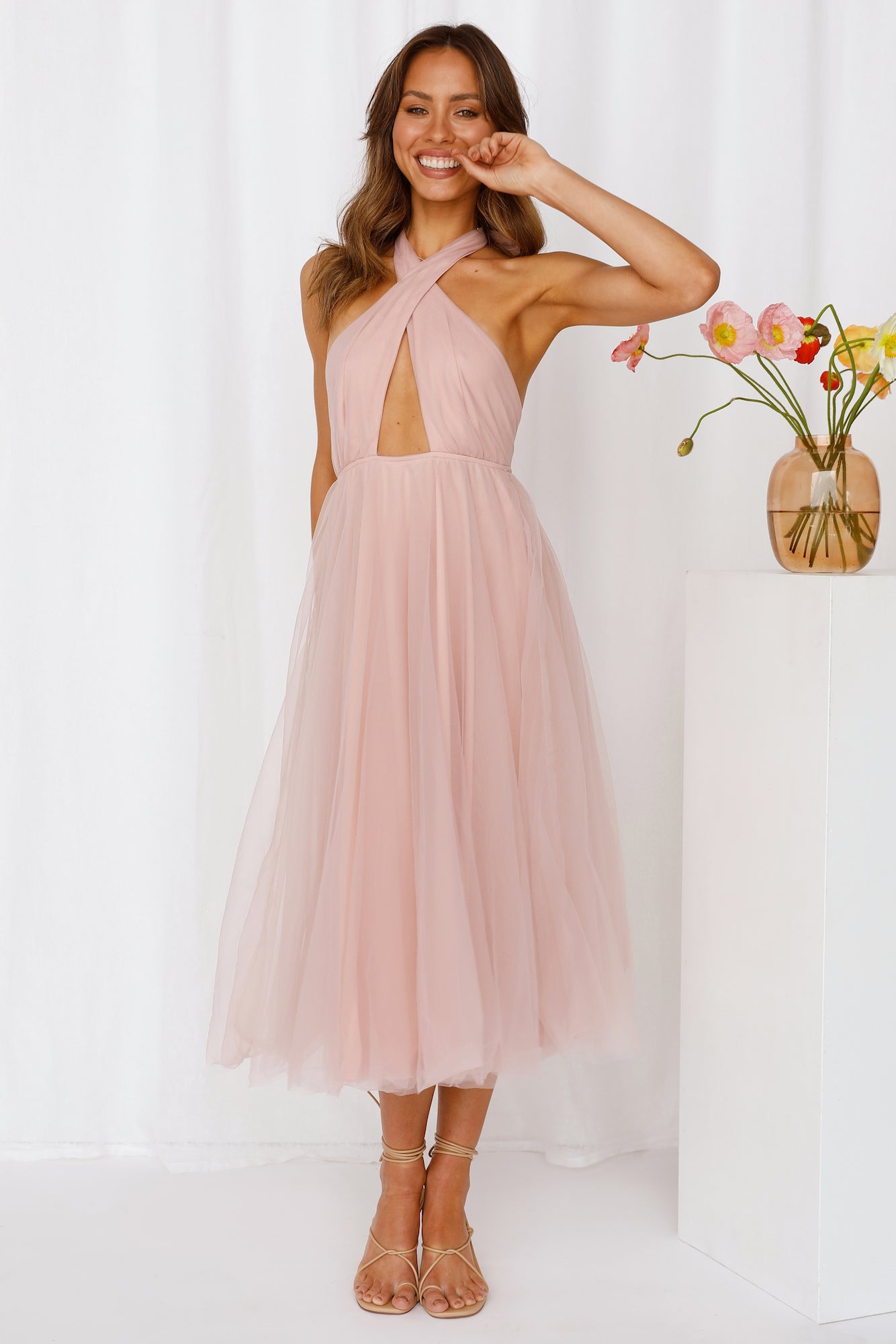 Little Tulle Much Midi Dress Pink