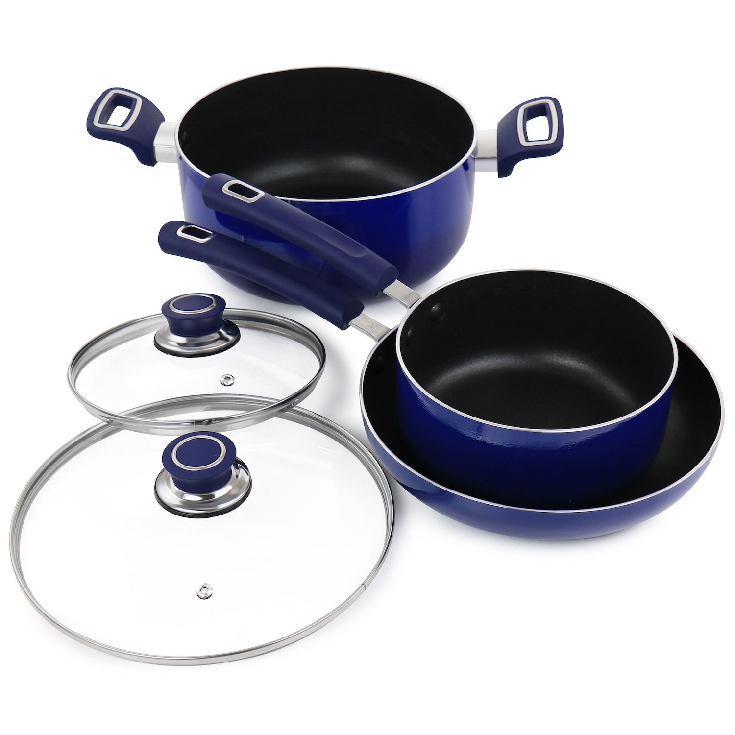 Oster Cocina 7 Piece Non Stick Aluminum Cookware Set in Blue