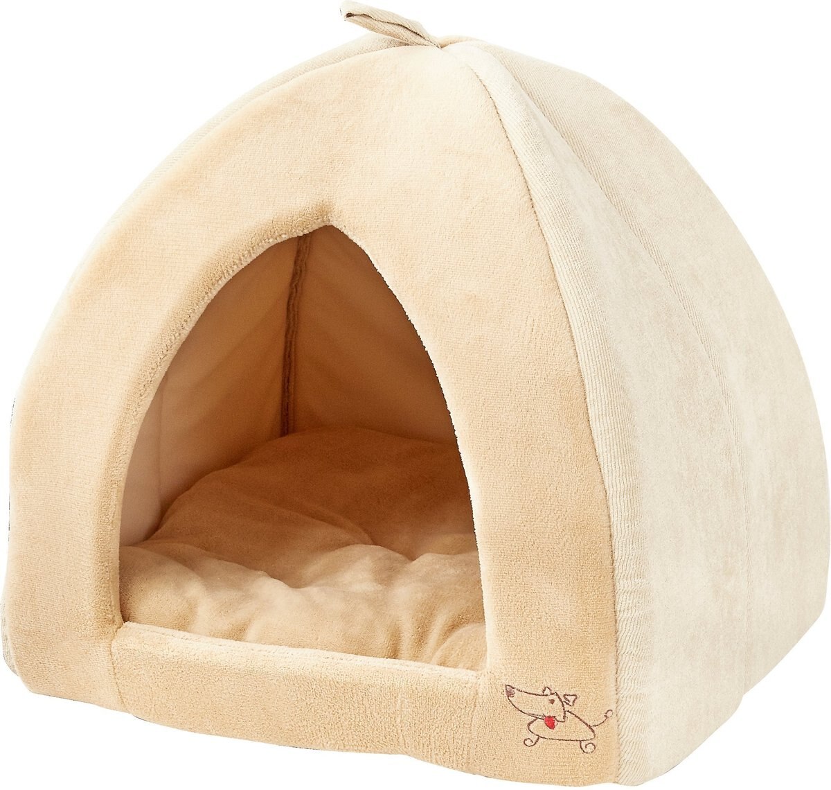 Best Pet Supplies Fleece Tent Covered Cat and Dog Bed， Tan