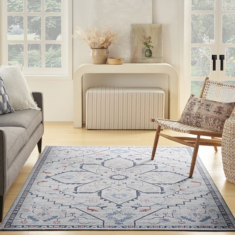 Nicole Curtis Series 1 Farmhouse Medallion Washable Indoor Area Rug